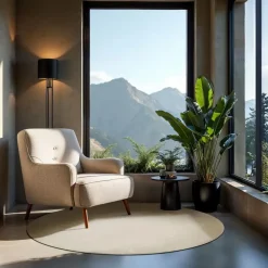 tectake ® Kortpolig vloerkleed Soft Zone Ø 120 cm - Beige