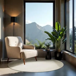 Ronde Vloerkleden-tectake ® Kortpolig vloerkleed Soft Zone Ø 120 cm - Crème