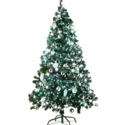 Kerstbomen-tectake Kunstkerstboom met dennenappels en metalen standaard 180cm, Groen