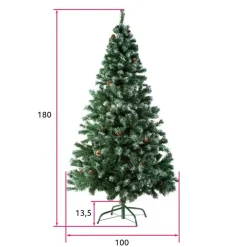 Kerstbomen-tectake Kunstkerstboom met dennenappels en metalen standaard 180cm, Groen
