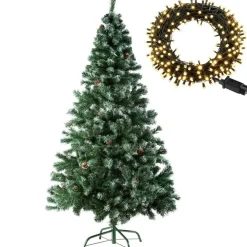 Kerstbomen-tectake Kunstkerstboom met dennenappels en metalen standaard 180cm, Groen