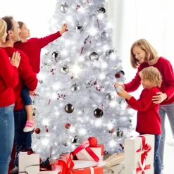 Kerstbomen-tectake Kunstkerstboom natuurgetrouw met metalen standaard wit, Wit