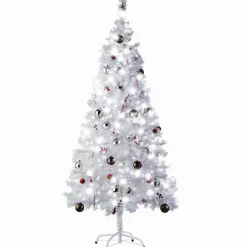 Kerstbomen-tectake Kunstkerstboom natuurgetrouw met metalen standaard wit, Wit