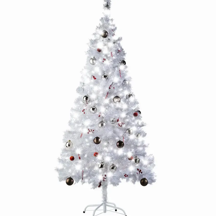 Kerstbomen-tectake Kunstkerstboom natuurgetrouw met metalen standaard wit, Wit