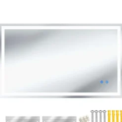 tectake LED-badkamerspiegel Clara, dimbaar, met 3 lichtkleuren, Antraciet