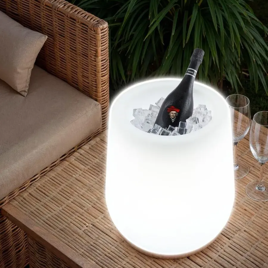 Buitenverlichting|Staande Lampen-tectake LED-bloempot Luminous Courve Pot met afstandsbediening, Wit