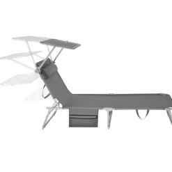 tectake Ligbed Chloé 4-niveaus, hoofdkussen en tas, Grijs