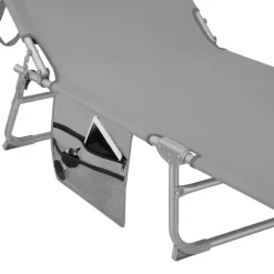 tectake Ligbed Chloé 4-niveaus, hoofdkussen en tas, Grijs