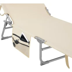 Ligbedden-tectake Ligbed Chloé 4-niveaus, hoofdkussen en tas, Beige
