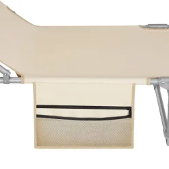 Ligbedden-tectake Ligbed Chloé 4-niveaus, hoofdkussen en tas, Beige