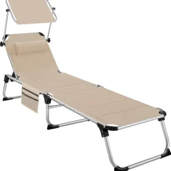 Ligbedden-tectake Ligbed Lorella gestoffeerd, inklapbaar, Beige