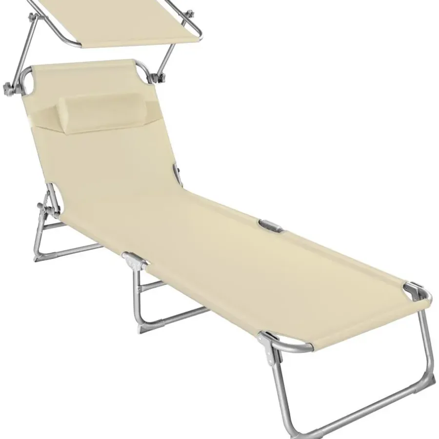 tectake Ligbed 4-niveaus met hoofdkussen, Beige