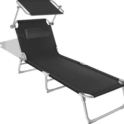 tectake Ligbed 4-niveaus met hoofdkussen, Zwart