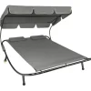 tectake Ligbed voor 2 personen, Zwart / Grijs