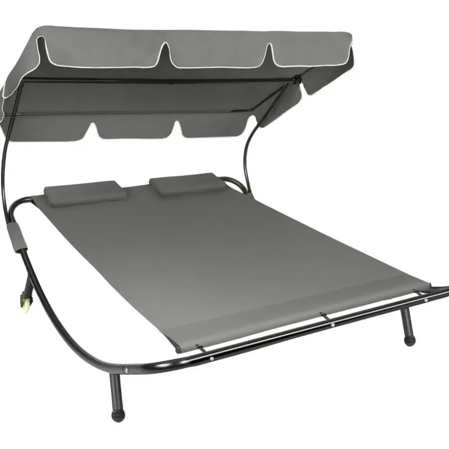 tectake Ligbed voor 2 personen, Zwart / Grijs