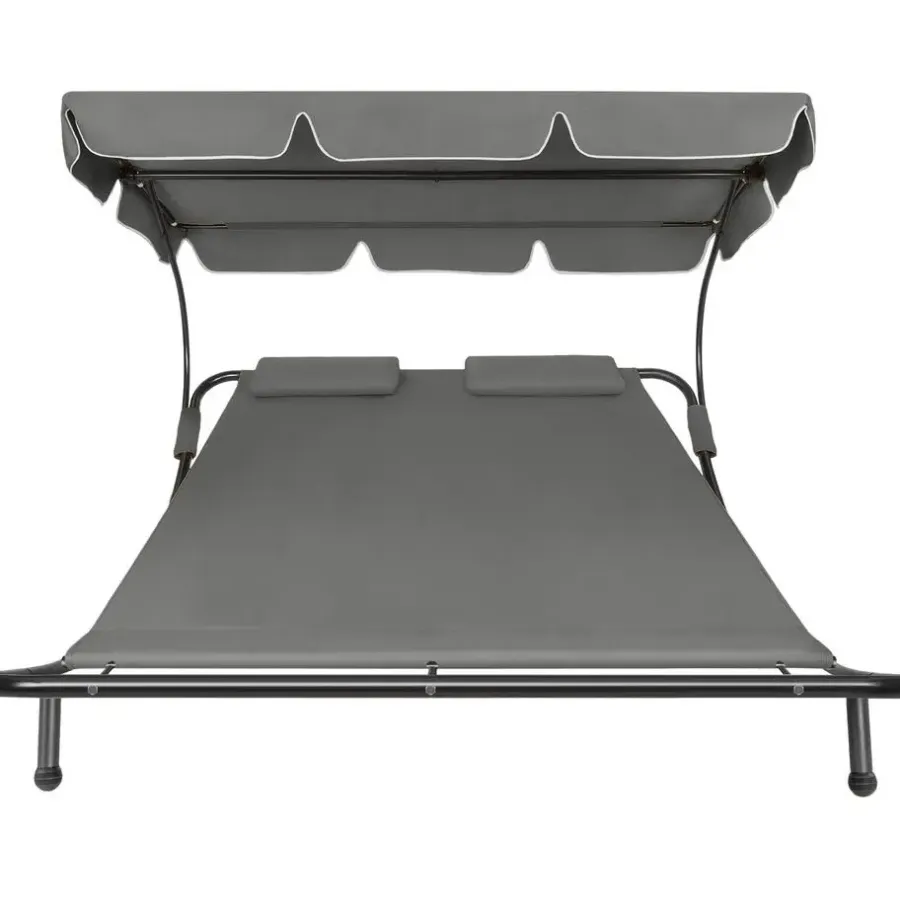 tectake Ligbed voor 2 personen, Zwart / Grijs