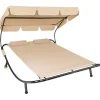 Ligbedden-tectake Ligbed voor 2 personen, Zwart/beige
