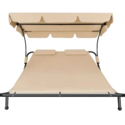 Ligbedden-tectake Ligbed voor 2 personen, Zwart/beige