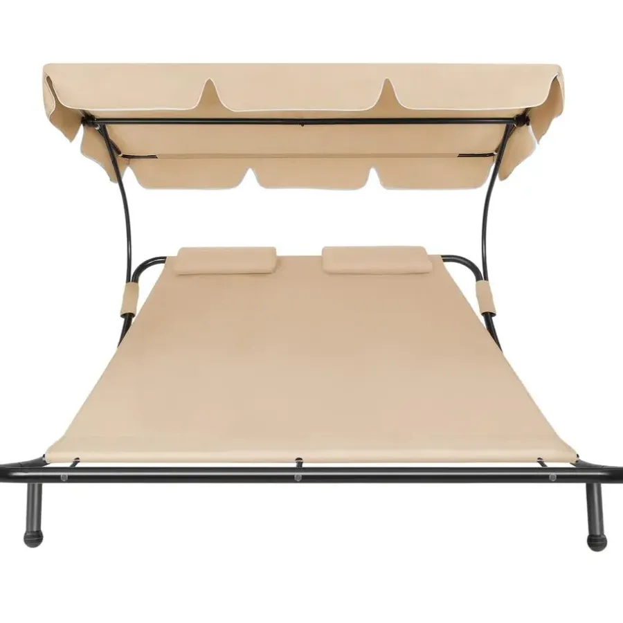 Ligbedden-tectake Ligbed voor 2 personen, Zwart/beige
