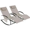 Ligbedden-tectake Ligstoel Taya, ergonomisch, schommelfunctie, Beige