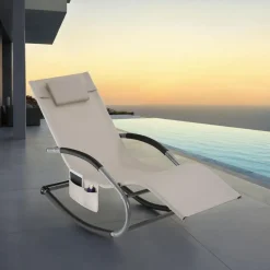 Ligbedden-tectake Ligstoel Taya, ergonomisch, schommelfunctie, Beige