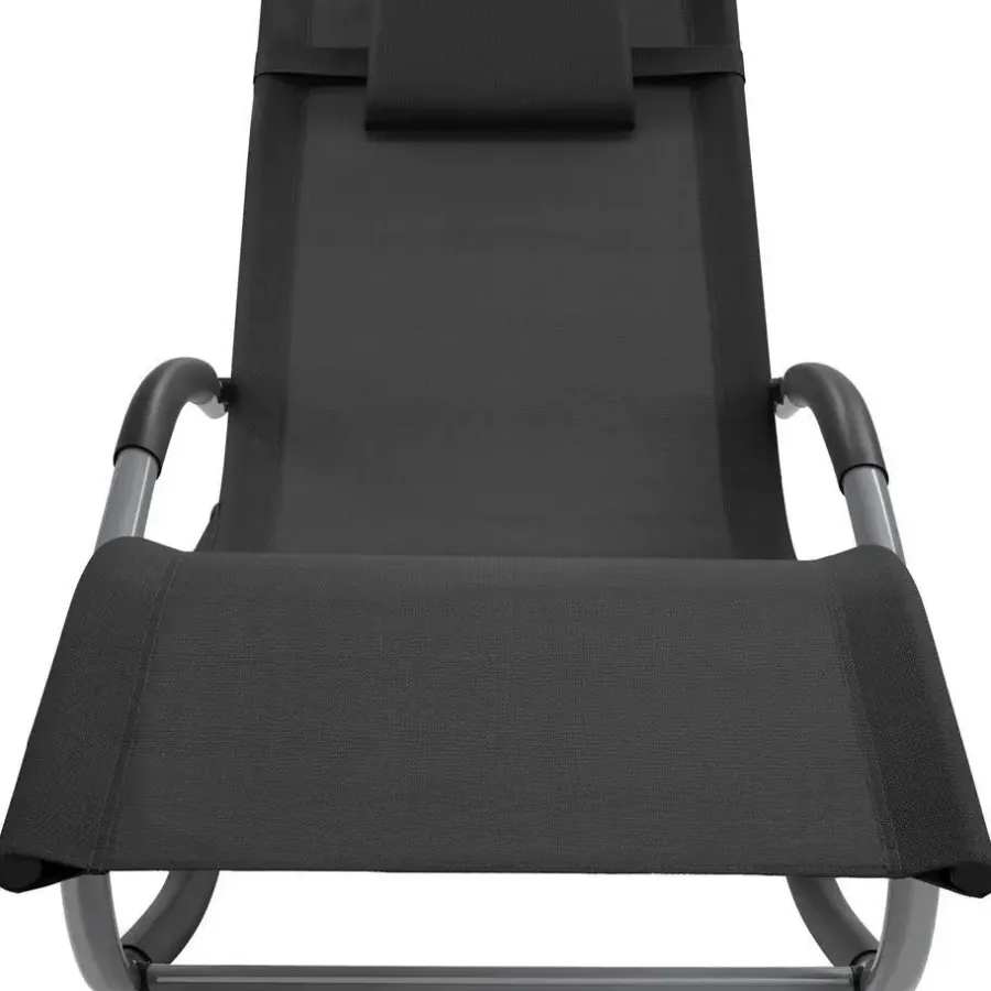 tectake Ligstoel Taya, ergonomisch, schommelfunctie, Zwart