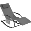 tectake Ligstoel Taya, ergonomisch, schommelfunctie, Grijs