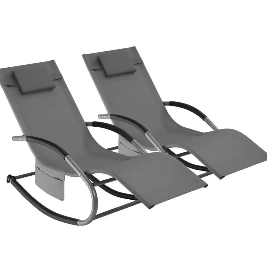 tectake Ligstoel Taya, ergonomisch, schommelfunctie, Grijs