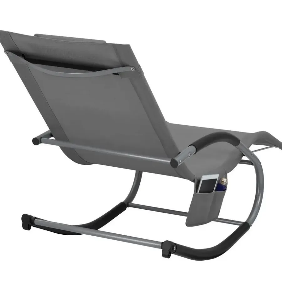 tectake Ligstoel Taya, ergonomisch, schommelfunctie, Grijs
