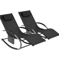 tectake Ligstoel Taya, ergonomisch, schommelfunctie, Zwart