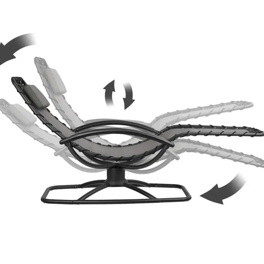 tectake Ligstoel Toulon, ergonomisch, schommelfunctie, Grijs