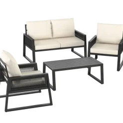 Loungesets-tectake Loungeset Captive in touwontwerp, Antraciet