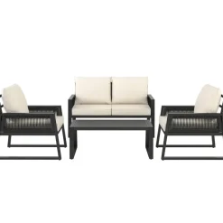 Loungesets-tectake Loungeset Captive in touwontwerp, Antraciet
