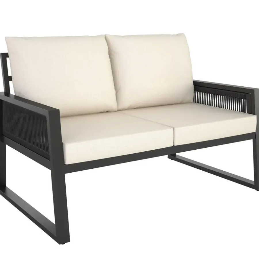 Loungesets-tectake Loungeset Captive in touwontwerp, Antraciet
