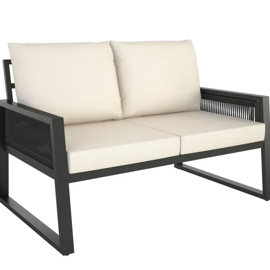 tectake Loungeset Captive in touwontwerp, Antraciet