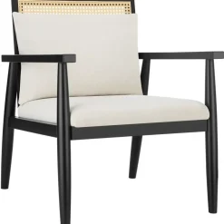 tectake Loungestoel Manuela met Weens vlechtwerk en extra kussen, Wit