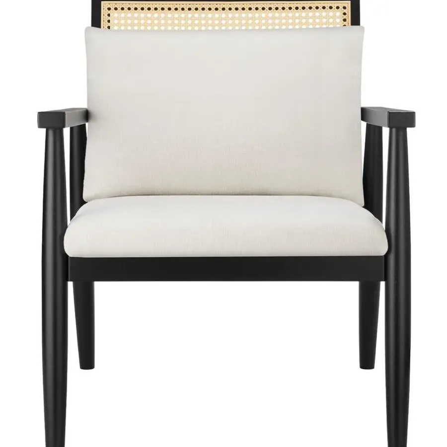 tectake Loungestoel Manuela met Weens vlechtwerk en extra kussen, Wit