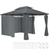 Terrasoverkappingen-tectake Luxe tuinpaviljoen Emine 4x3m met 6 zijdelen, Antraciet