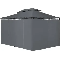 Terrasoverkappingen-tectake Luxe tuinpaviljoen Emine 4x3m met 6 zijdelen, Antraciet
