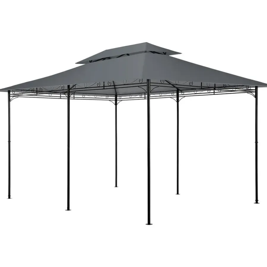 Terrasoverkappingen-tectake Luxe tuinpaviljoen Emine 4x3m met 6 zijdelen, Antraciet