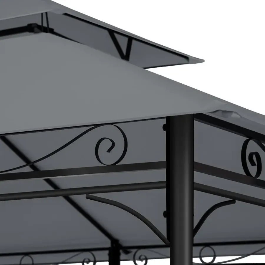 Terrasoverkappingen-tectake Luxe tuinpaviljoen Emine 4x3m met 6 zijdelen, Antraciet
