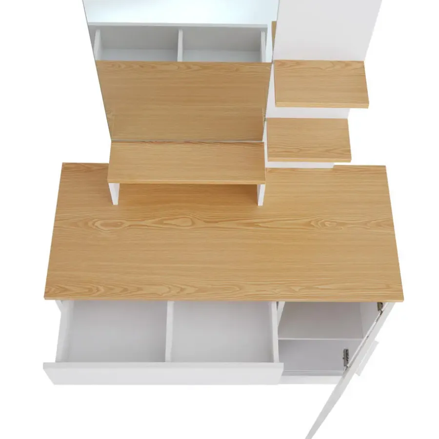 Kaptafels-tectake Makeup-tafel Zoe , Wit/beuken