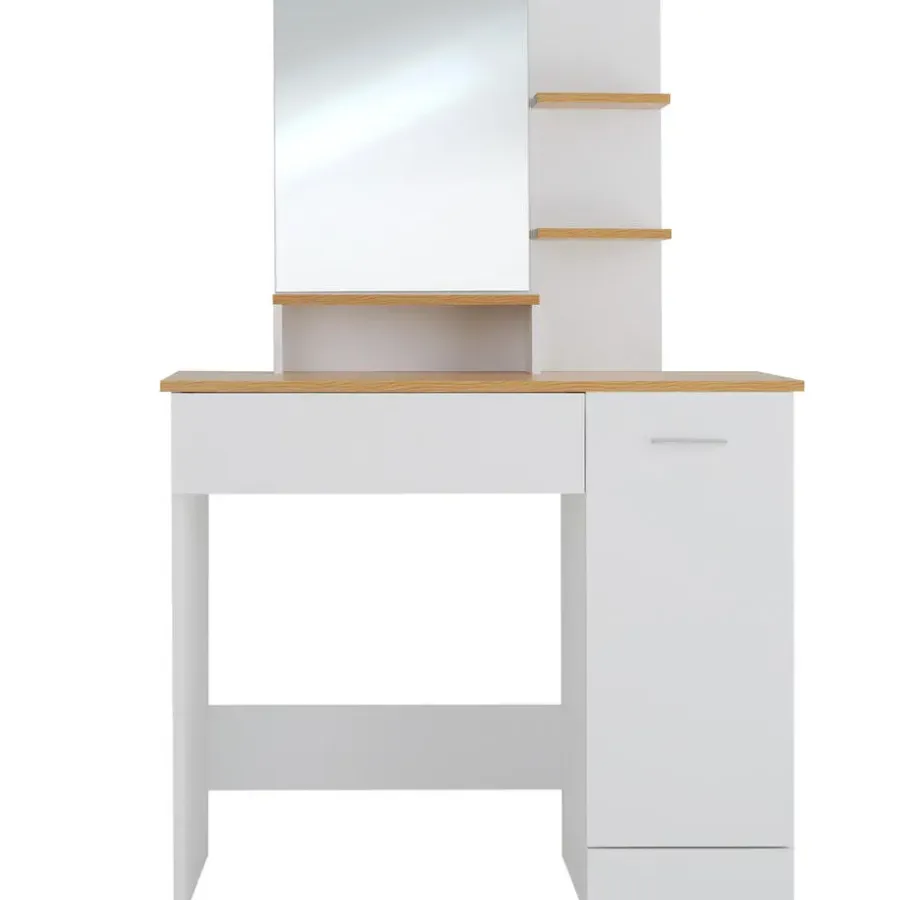 Kaptafels-tectake Makeup-tafel Zoe , Wit/beuken