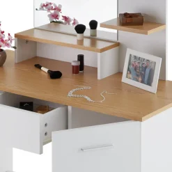 Kaptafels-tectake Makeup-tafel Zoe , Wit/beuken