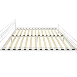 2-Persoons Bedden-tectake Metalen bed met lattenbodem in modern ontwerp, 200 x 180 cm, Wit