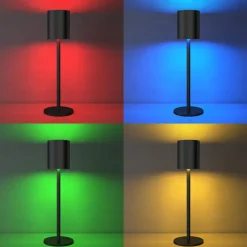 Tafellampen-tectake Moderne tafellamp Corly, LED, 7 lichtkleuren, dimbaar, Zwart