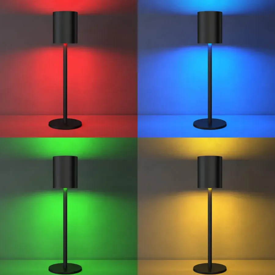 Tafellampen-tectake Moderne tafellamp Corly, LED, 7 lichtkleuren, dimbaar, Zwart