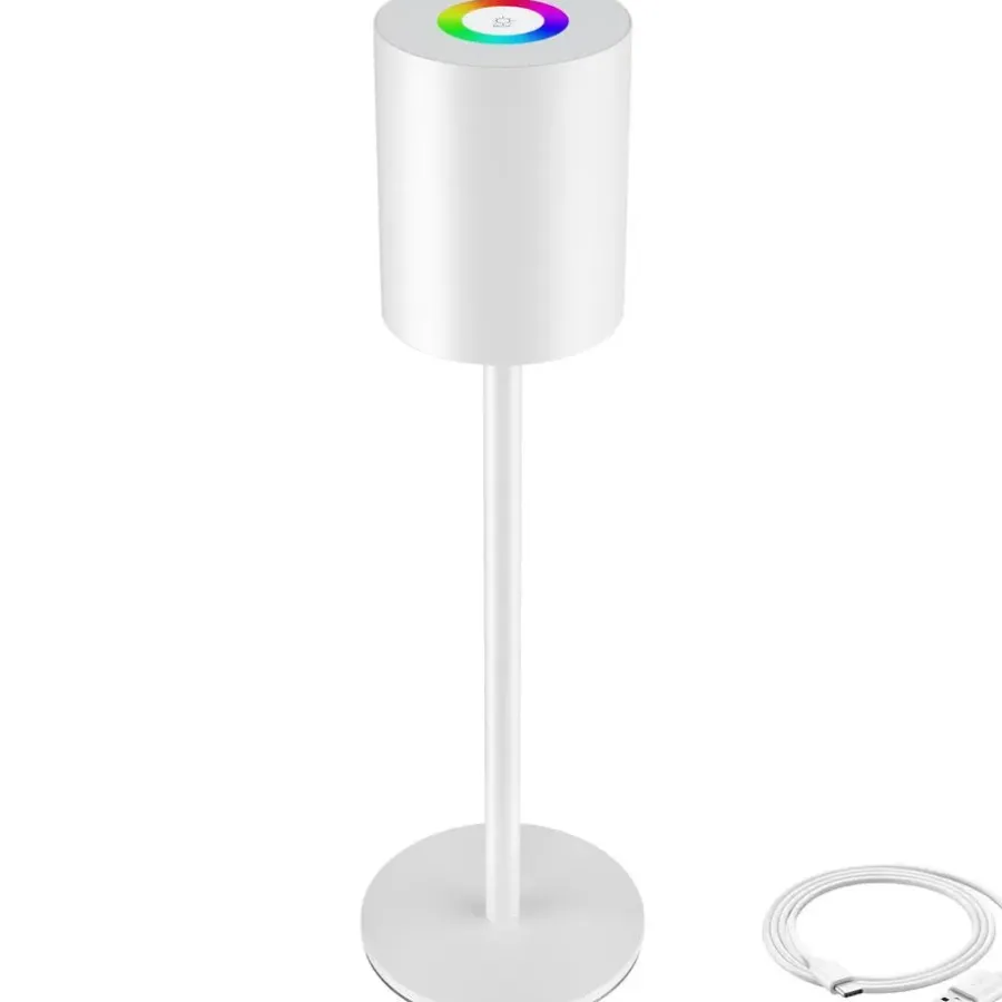 Tafellampen-tectake Moderne tafellamp Corly, LED, 7 lichtkleuren, dimbaar, Wit