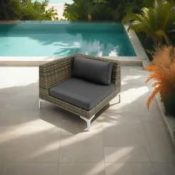 Loungeset Elementen-tectake Modulaire wickerset Villanova hoek rechts met aluminium frame