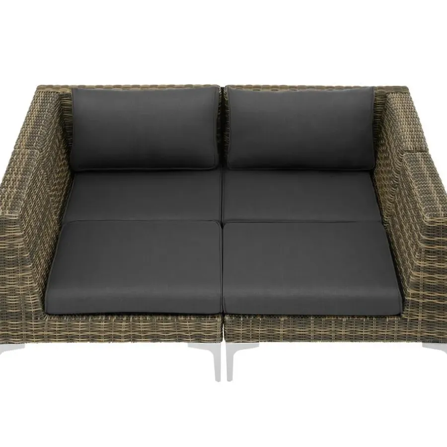 Loungeset Elementen-tectake Modulaire wickerset Villanova hoek rechts met aluminium frame
